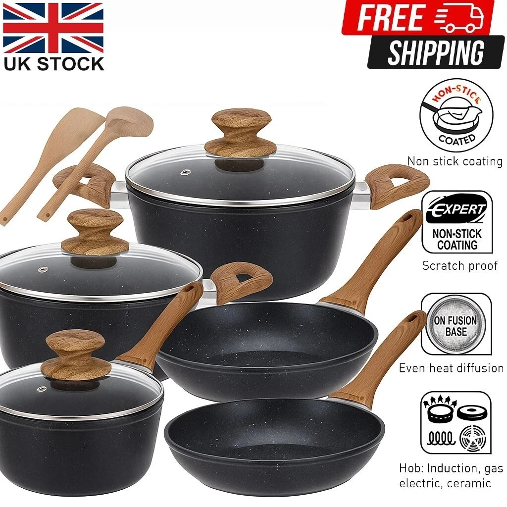 Dessini 10PCS Kitchen Cookware Set Non-Stick Granite Pots and Sauce Pans Set
Opens in a new window o
