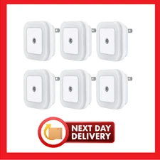 6 Pack LED Night Light Smart Sensor Dusk to Dawn Daylight White Plug In