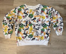 Looney Tunes All Over Print Sweatshirt Juniors S Multicolor Kidcore Long Sleeve