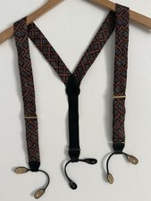 VTG CAS West Germany Box Stretch Clip Suspenders Braces Brass Jacquard