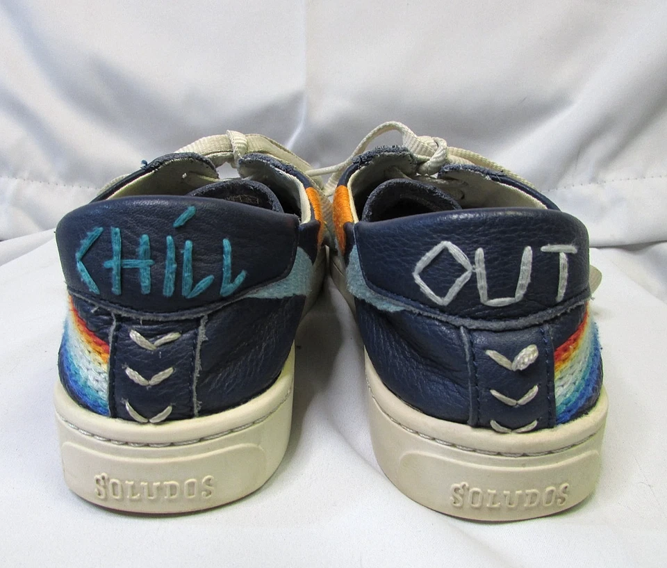 Soludos Womens Shoes Blue Leather Rainbow Wave  Chill Out Sneakers 8.5 - Image 4 of 4