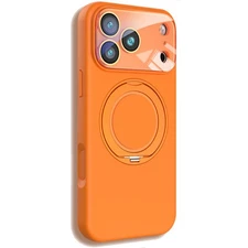 For iPhone 17 Pro Max Air 16 15 Liquid Silicone Magnetic Stand Case Full Camera