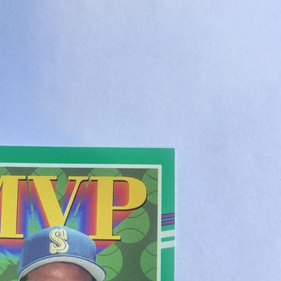 1990 Leaf Ken Griffey Jr. MVP cartão de beisebol #392 Seattle Mariners cartão de erro - Imagem 3 de 4