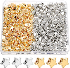 400 Pcs Star Spacer Beads Star Shaped Charm Large Hole Loose Beads for Jewelry B