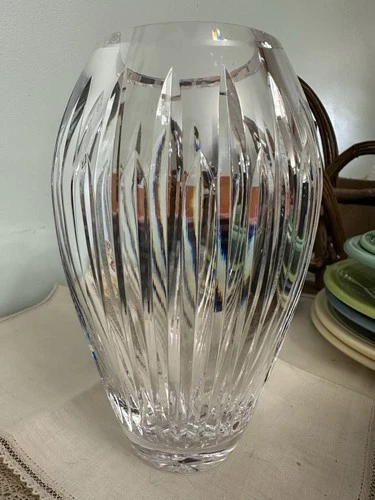 VINTAGE WATERFORD CARINA PATTERN LARGE 7” LEAD  ETCHED CRYSTAL VASE RETIRED