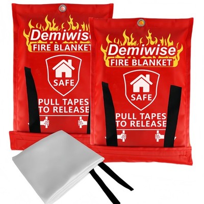Demiwise 2-Pack Fire Blanket - Large Fiberglass Fire Blanket Fire Suppression