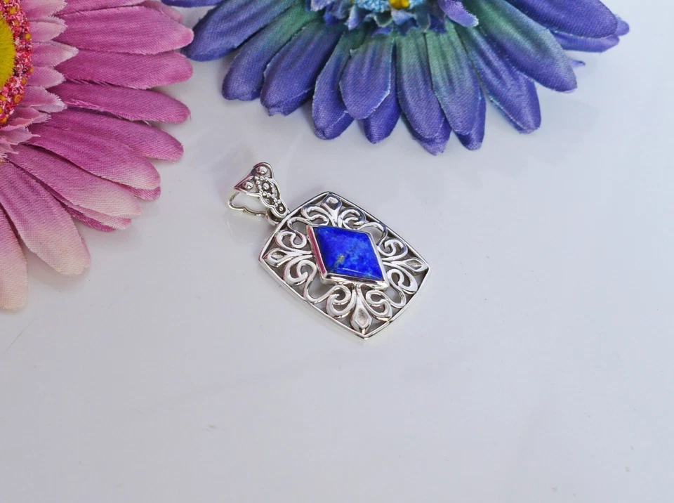 Ciondolo di design fatto a mano in argento sterling 925 con pietra preziosa... - Immagine 3 di 4