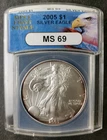 2005 $1 American Silver Eagle Dollar ANACS MS69
