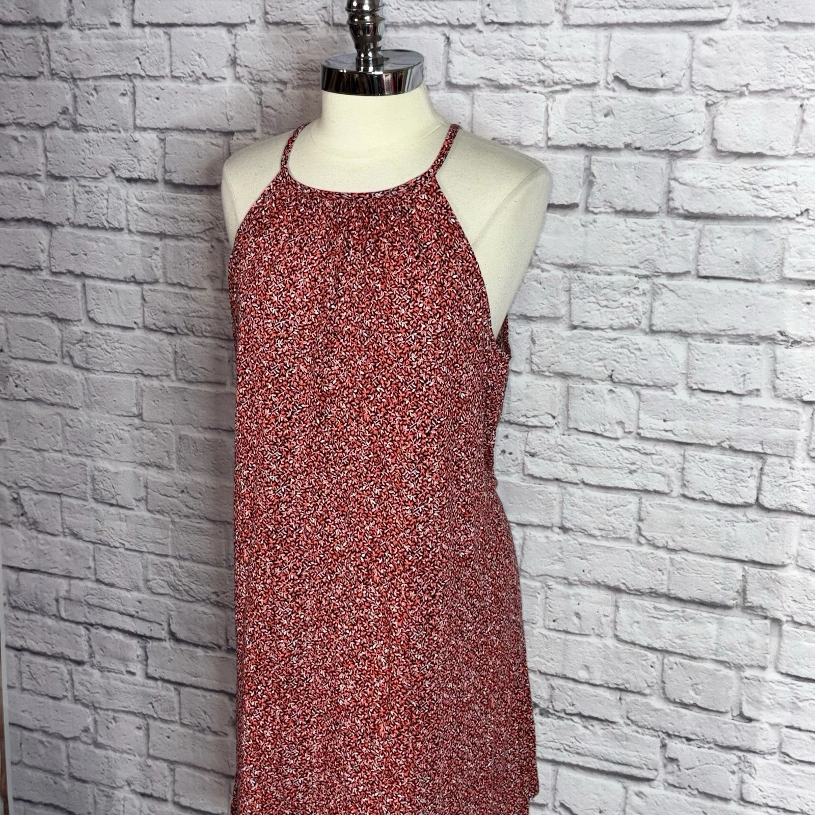 Abito a tubino Michael Kors donna XL nero con stampa foglia di vite salmone senza maniche