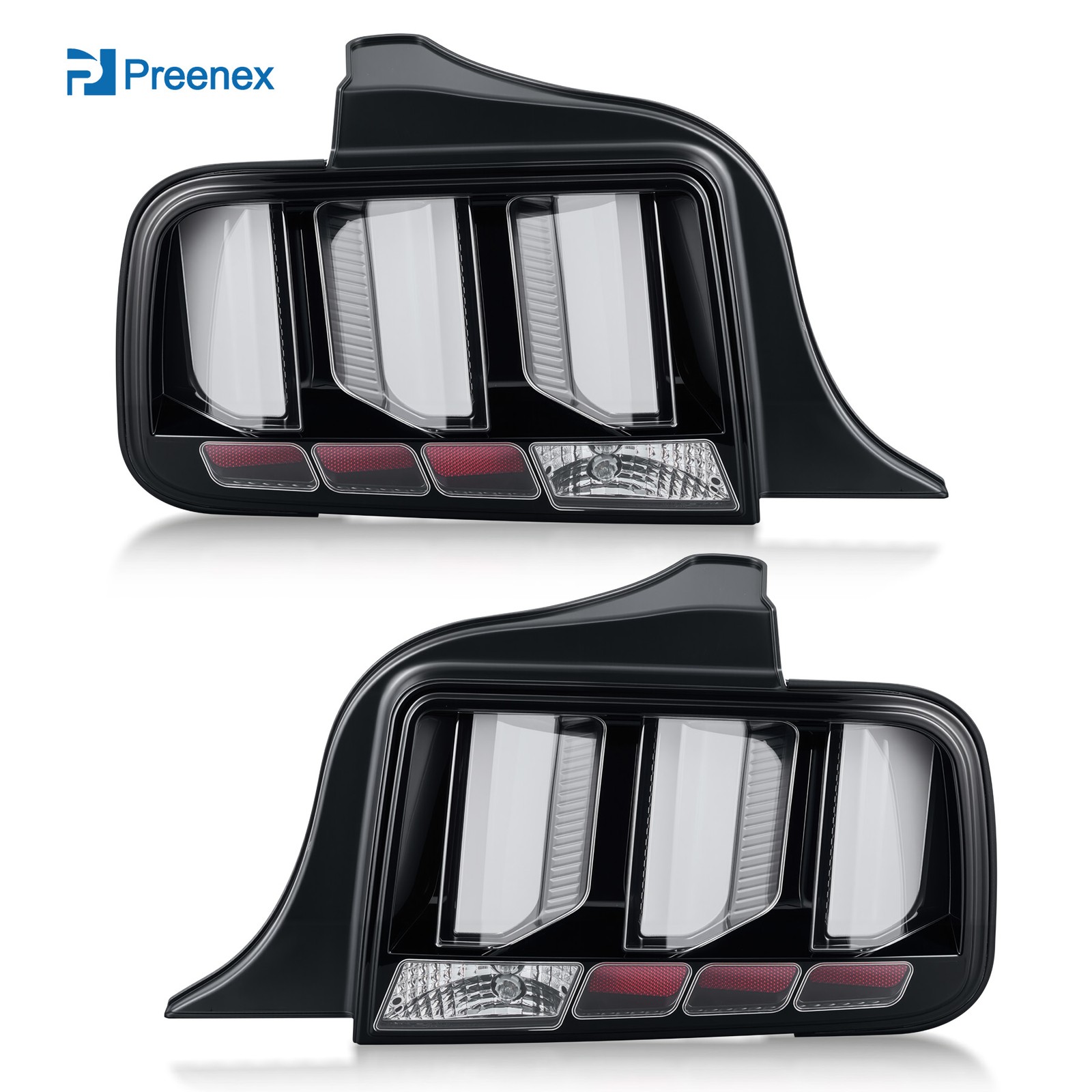 For 05-09 Ford Mustang Clear LED Tube Signal Tail Lights Brake Lamps DOT 