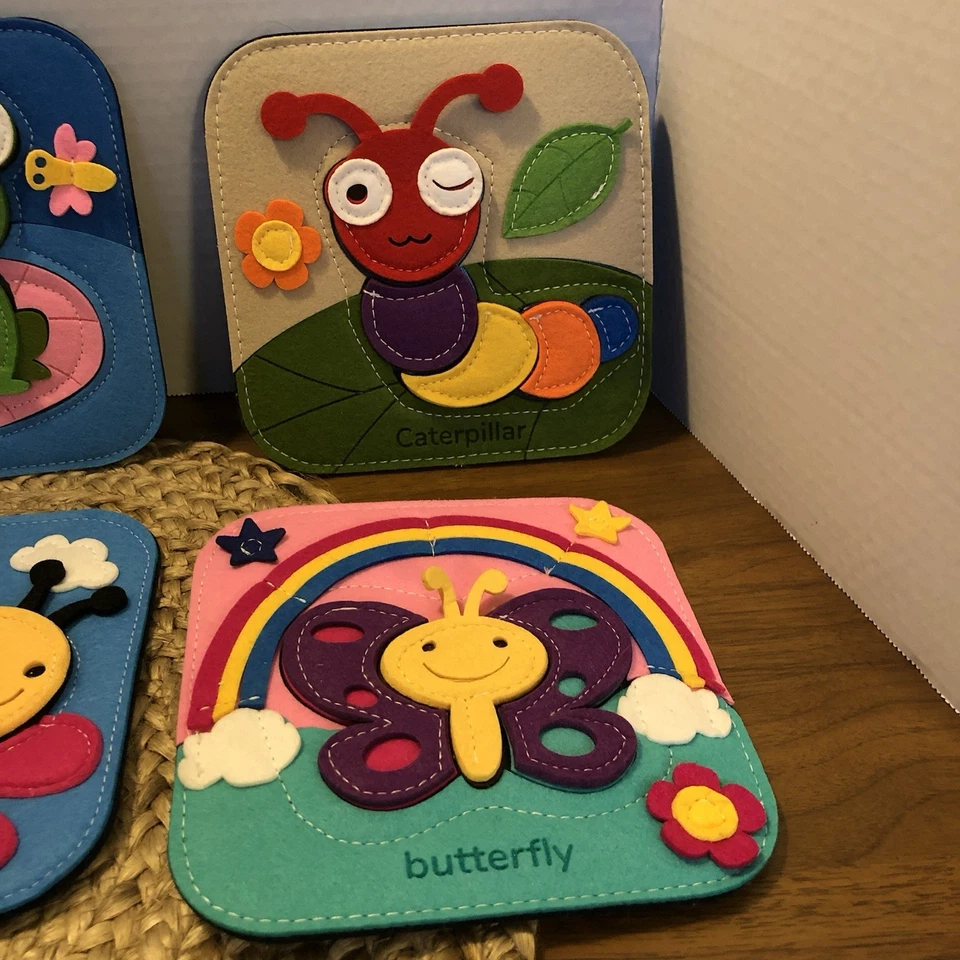 5er Set Filz Ruhe Buch Puzzle Lernen Montessori Puzzles Tiere - Bild 4 von 4