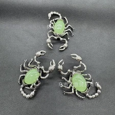 10pcs Natural Green Aventurine Stone Scorpion Pendants Jewelry Making 28x32mm