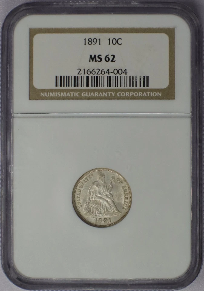 1891 10c Seated Liberty Dime - NGC MS 62 - Image 3 of 4