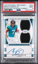 2024 NATIONAL TREASURES ROOKIE NFL GEAR SIG COMBO BRIAN THOMAS JR /99 PSA 9 AUTO