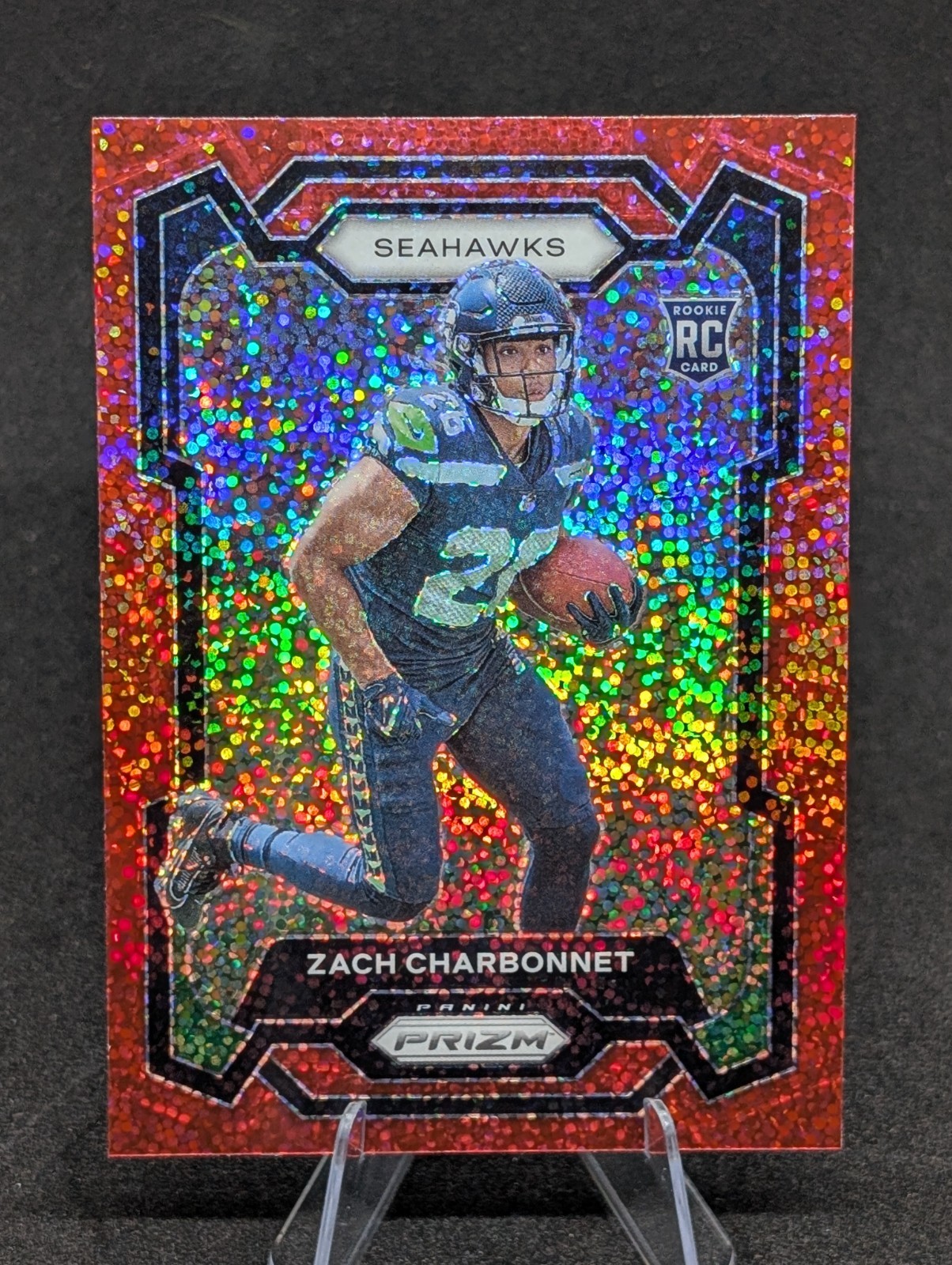 2023 Panini Prizm - Rookies Zach Charbonnet #392 Red Sparkle Prizm (RC)