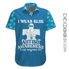 I Wear Blue Hawaiian Shirt Unisex Full Size Adult Colorful HW275