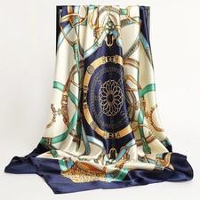 Women s 90x90cm Satin Silk Scarf Luxury Print Square Shawl Headband