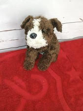 FAO Schwarz Bulldog Knuckles Brown White Puppy Dog Plush Fluffy Toy 11" Shaggy