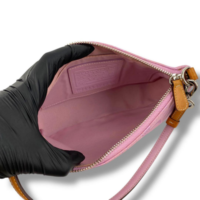 バッグ Rare COACH accessory pouch Pink 6094 COACH 6094 Signature Demi Pouch Shoulder Bag Pink Canvas