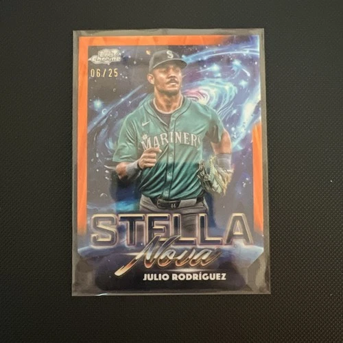 2025 Topps Cosmic Chrome - Orange Stellanova /25 Julio Rodriguez #SN-8