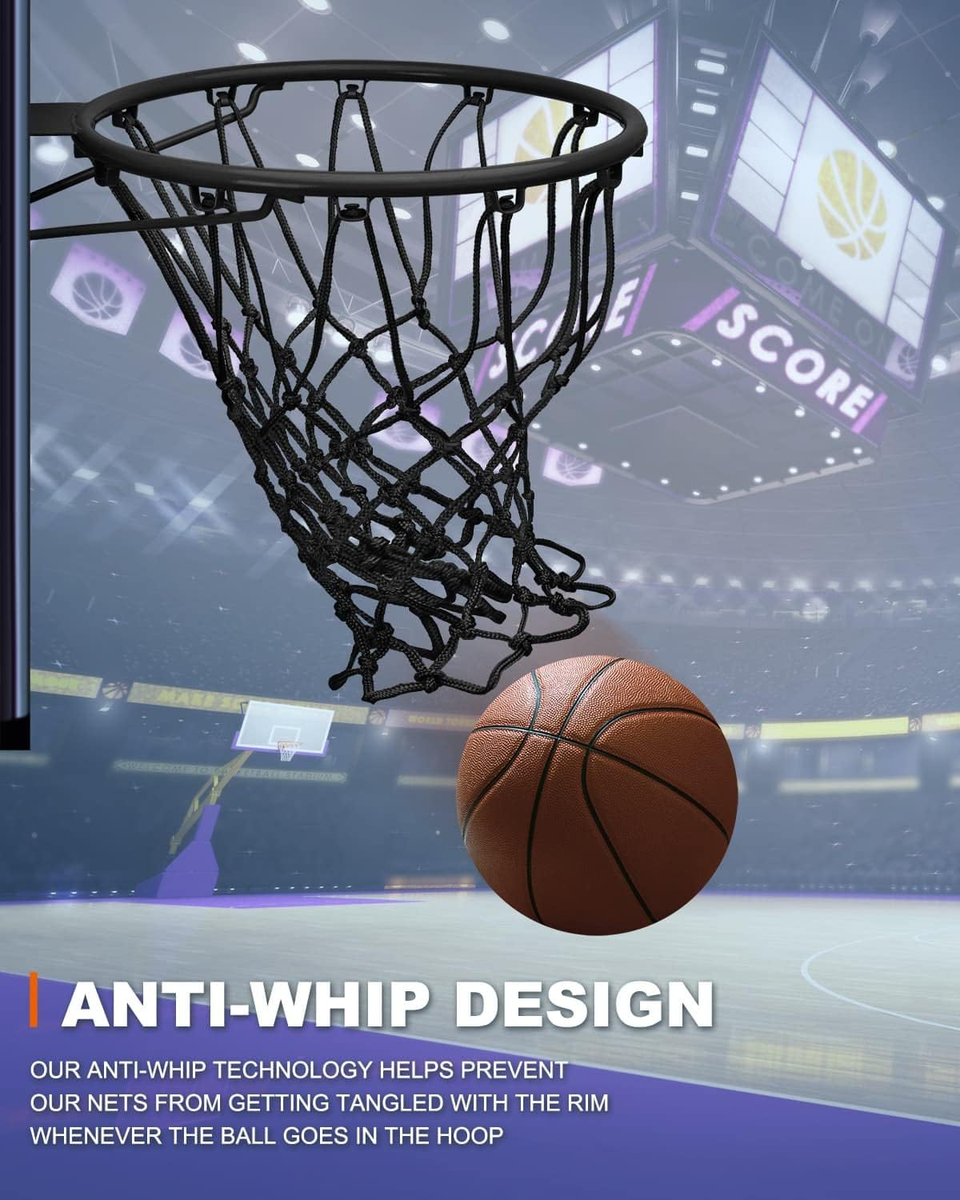 XXXYYY Geel basketbalnet buiten Heavy Duty, 2022 Nieuwste Professionele On-Court Kwaliteit [7 oz], Past Outdoor Standaard Maat Hoepel, Alle Weer Anti Whip-12 Loops