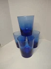 Vintage Set of 4 Anchor Hocking Cobalt Blue Tumbler Whiskey Glasses
