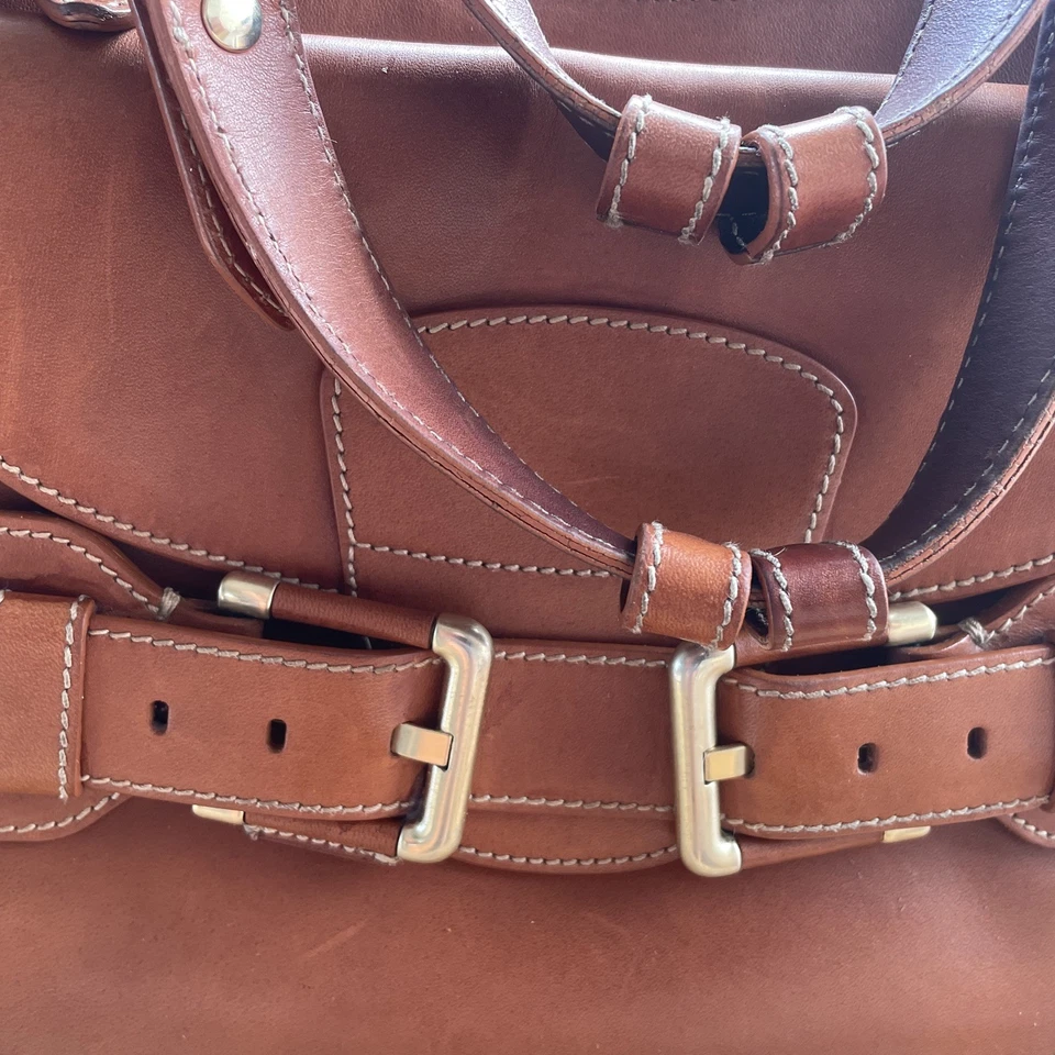 Bally Saddle Leather Buckle Trim Brown Shoulder Bag - Image 2 of 4