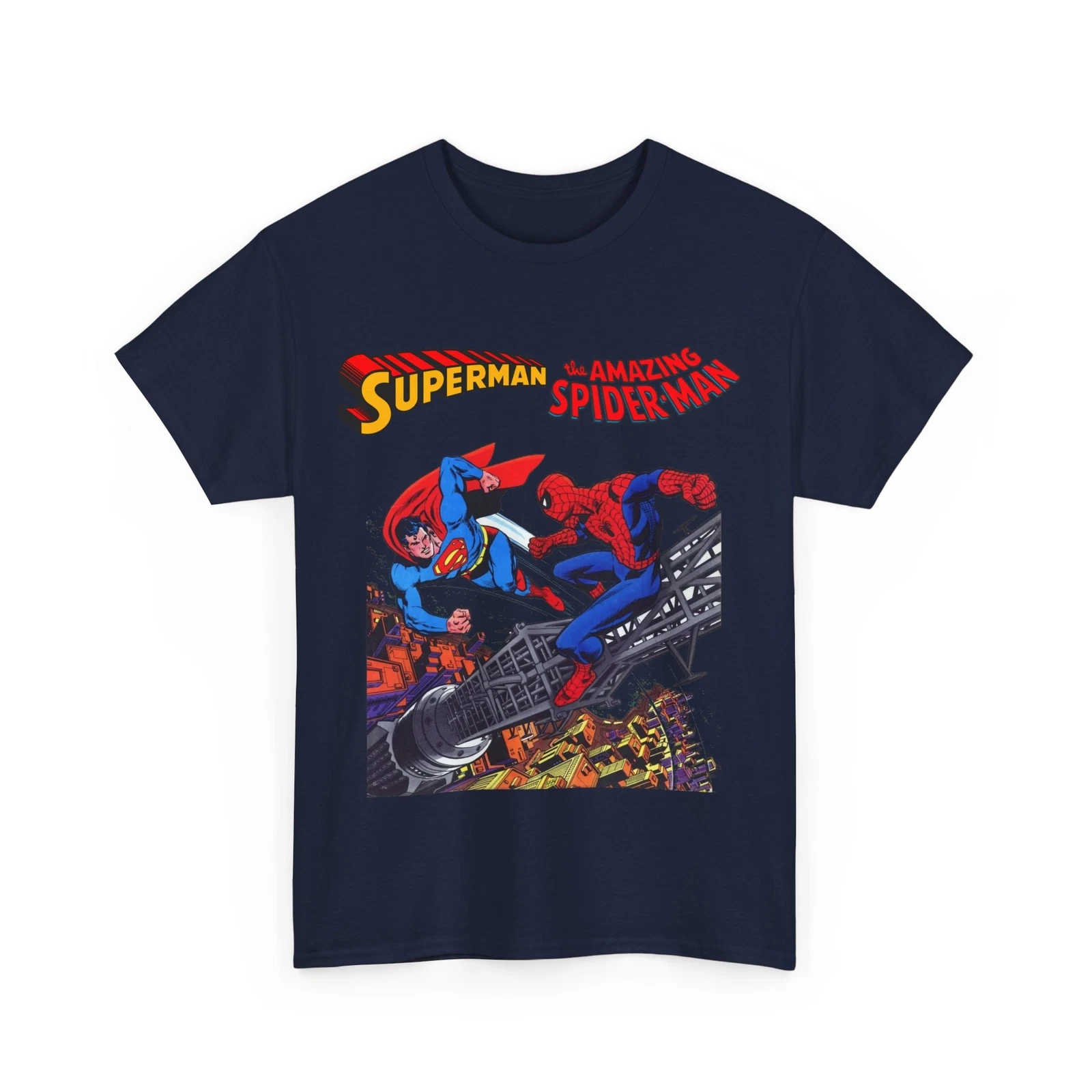 Superman & Amazing Spider-Man T-Shirt - DC/Marvel Comics Crossover - 1970s
