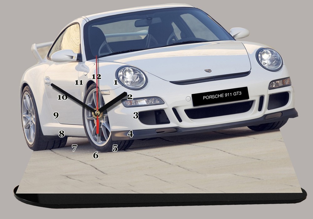 Model Cars, Porsche 911 gt3  -03 with clock 11,8x 7,8 inches