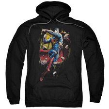 SUPERMAN FLYING DETERMINATION Licensed Adult Hooded Sweatshirt Hoodie SM-5XL