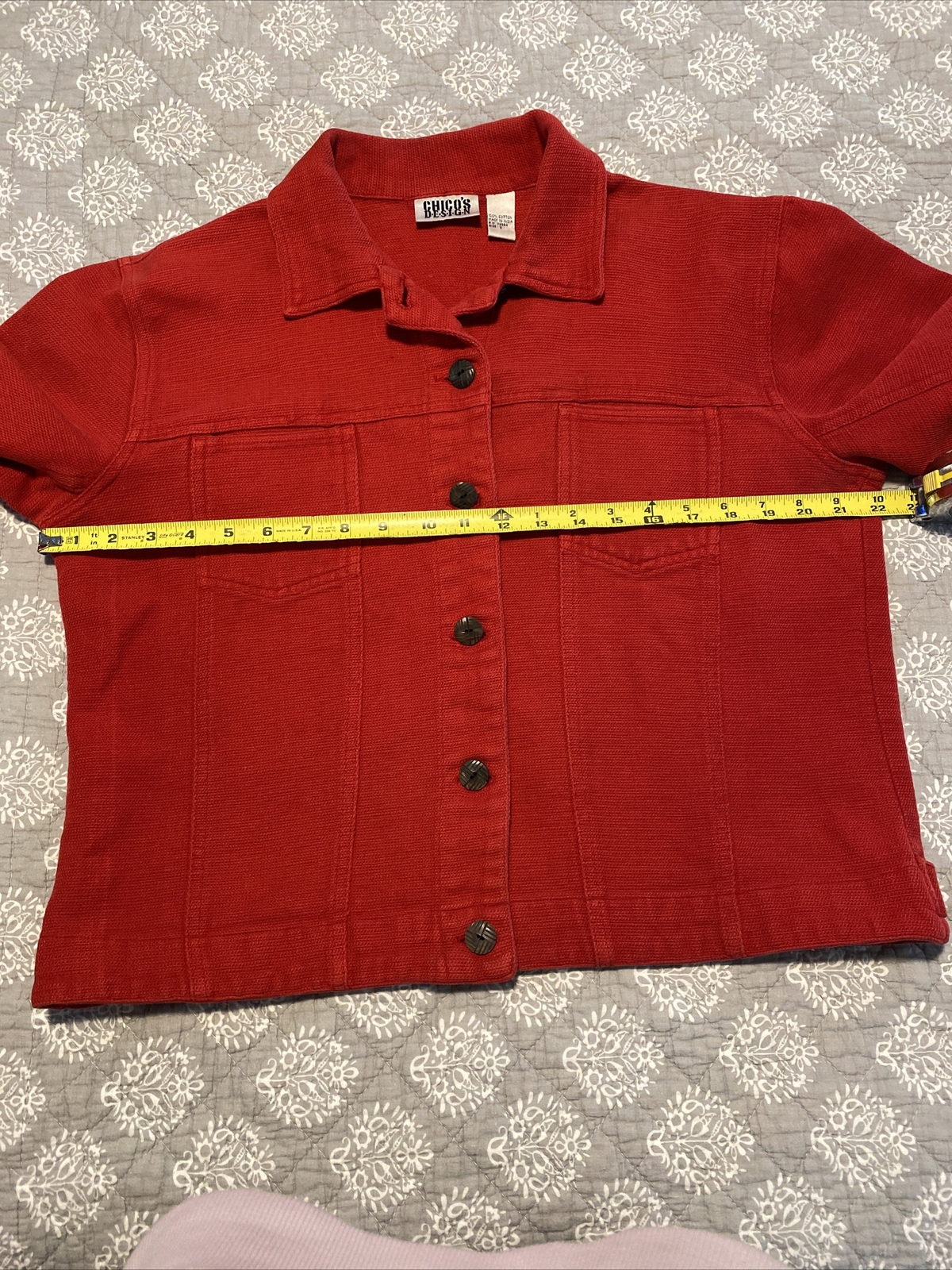 chicos design 2 red button down light weight jack… - image 6