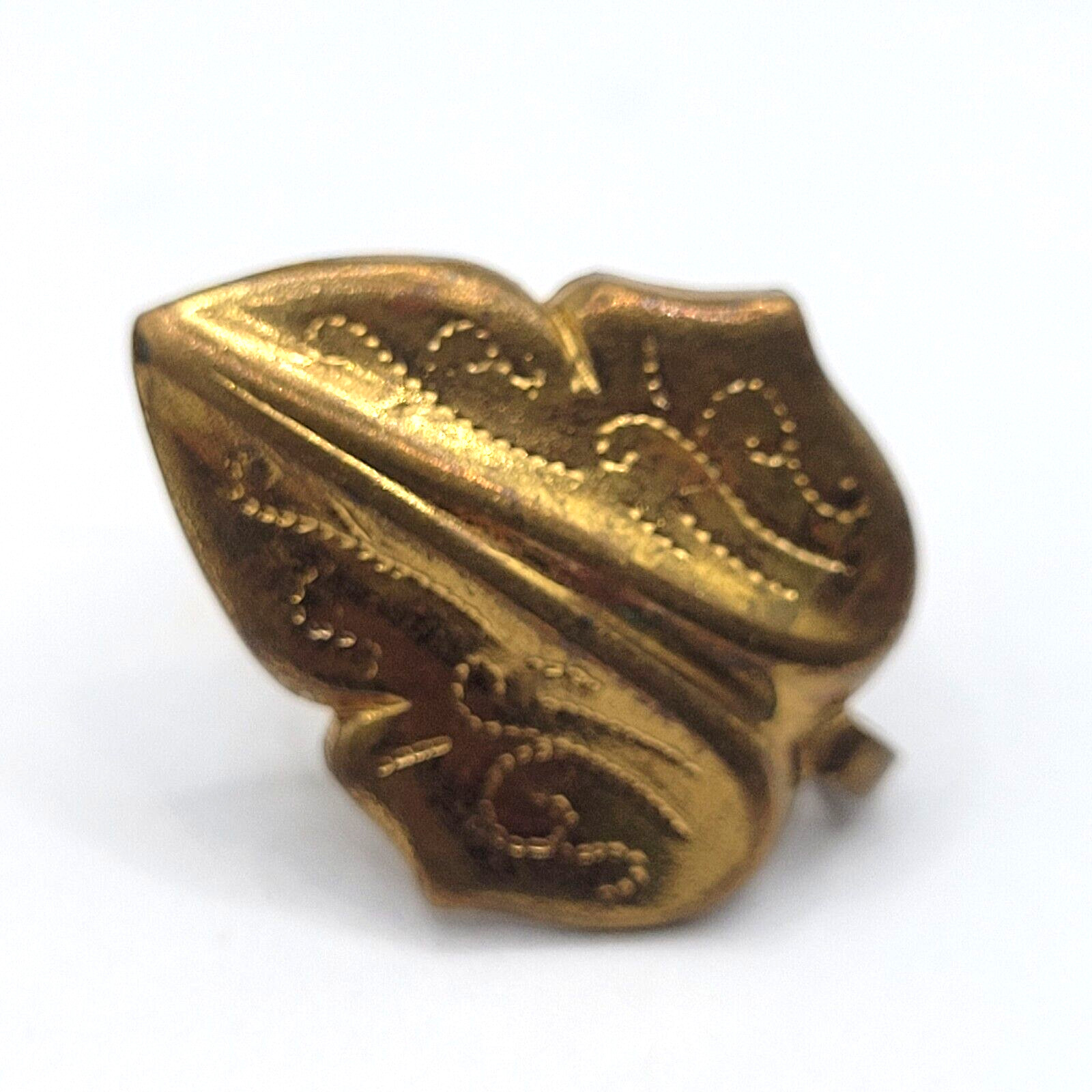 Brass Leaf Etched Tiny Hole Pattern Small Vintage… - image 7
