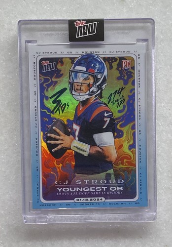 2023 Topps Now CJ STROUD Youngest QB To Wn A Playoff Game Rooke Card...