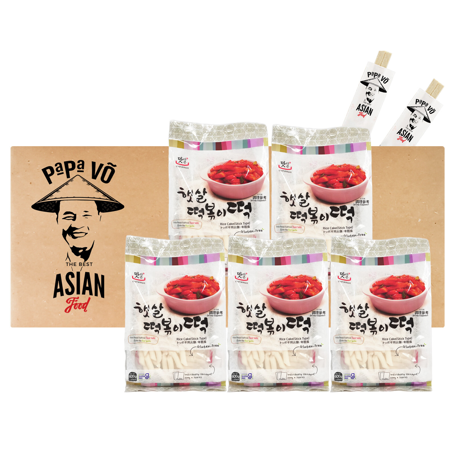 Toppoki Reiskuchen Stick Banh Gao 5x600g Teokbokki Rice Cake Tteokbokki Tabular