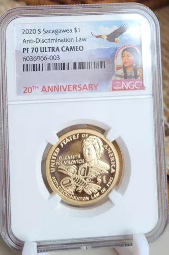 2020 S Sacagawea $1 Anti-Discrimination NGC PF70UC  20th Anniversary