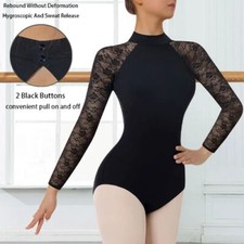 Women's Turtleneck Dance Ballet Leotard with Durable Lace Back Ballet Clothes