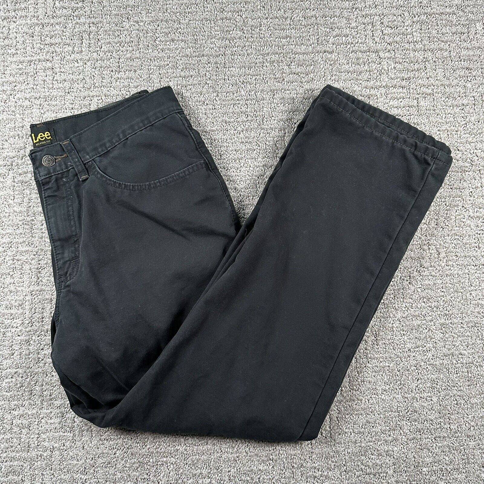 Lee Jeans 33 X 30 Black Denim Flannel Lined Straight Leg Relaxed Fit Pants  Mens | eBay
