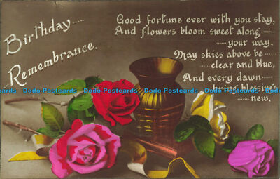 R644447 Birthday Remembrance. Good Fortune Ever with You Stay. RP. 1930