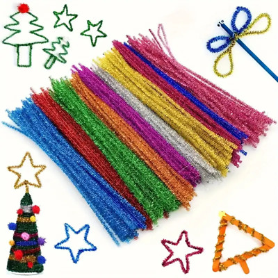 Glitzer Chenille Stiele, Plüsch Lametta Drahtstäbchen, Stoff Bastelwerkzeuge zum Selbermachen