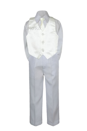 23 Color 4 Pieces White Set Vest Necktie Boy Baby Toddler Formal Tuxedo Suit S-7 - Picture 11 of 24