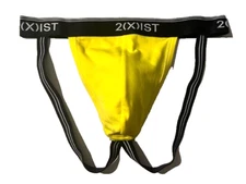 New 2(x)IST Mens Yellow Cotton Stretch Jockstrap Underwear sz M 2xist Jock Strap