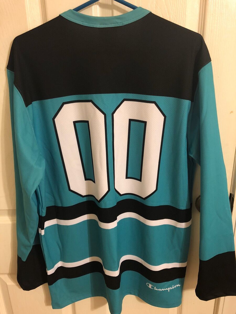 Supreme x Champion Hockey Jersey Top Teal Black SS14 NWOT Sz Supreme x Champion Hockey Jersey Top Teal Black SS14 NWOT Sz