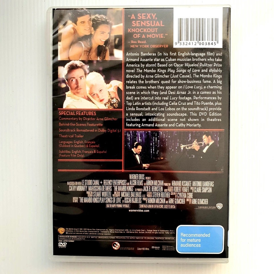 The Mambo Kings DVD 1992 Drama, Antonio Banderas, Amand Assante, Region 4, VGC - Image 2 of 4