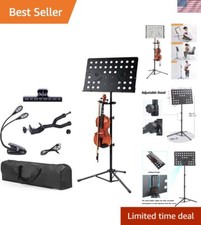 Black Foldable Violin Stand with Hanger - Ideal for Musicians On-the-Go