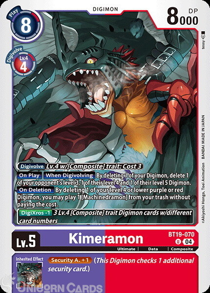 BT19-070 Kimeramon : Uncommon Digimon Card : BT18-19: Special Booster Ver.2.0