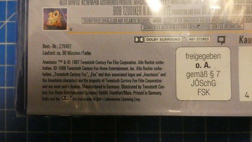 ANASTASIA Kinderfilm auf VHS 1998 A-1168 - 第 3/5 張圖片