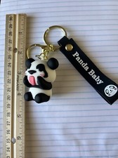 Panda Bear Rubber Metal Keychain New Fast Shipping