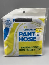 Walgreens Vintage Pantyhose Sandalfoot Run-Resist Toe QUEEN Off Black NOS