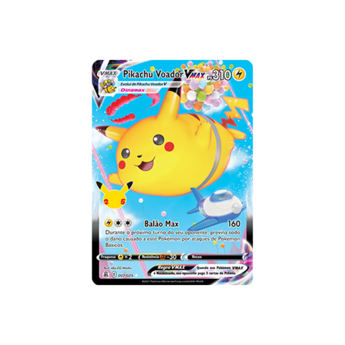 Card Pokémon Portuguese - Flying Pikachu VMax 7/25 Celebrations