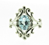 Silver And Blue Topaz Ring, Size Q1/2 Silver And Blue Topaz Ring, Size Q1/2